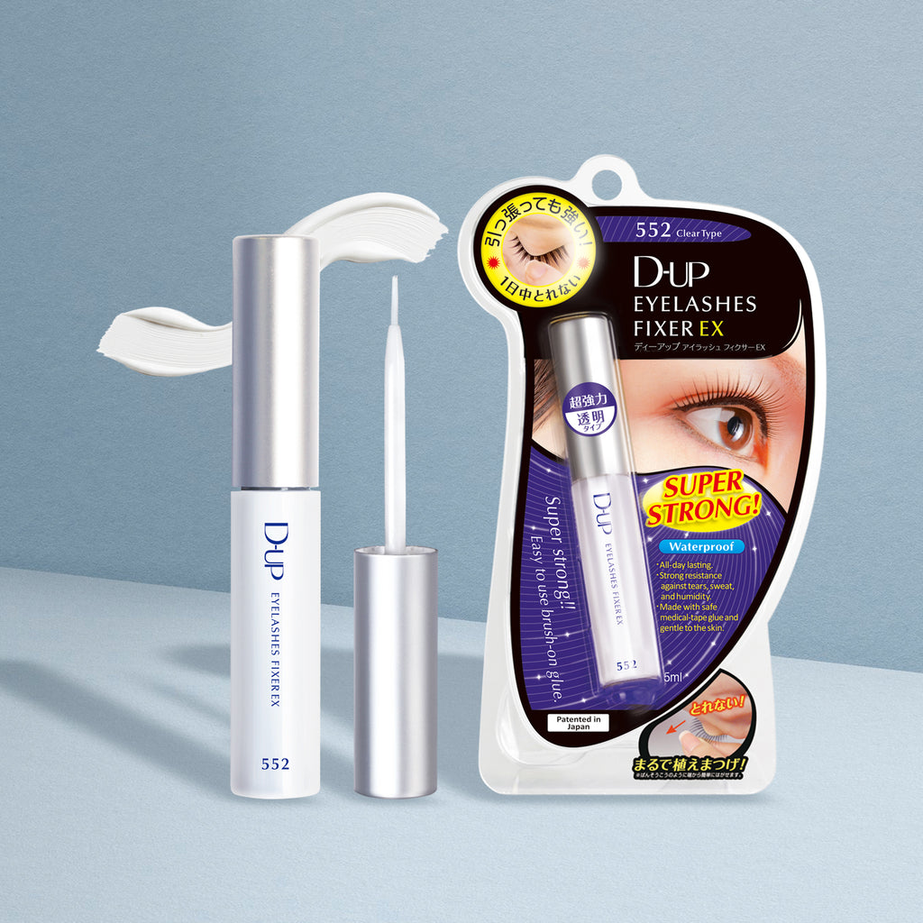 Eyelash adhesive with packaging on a light gray background