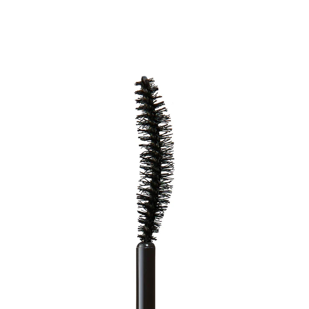 Black mascara wand on a white background