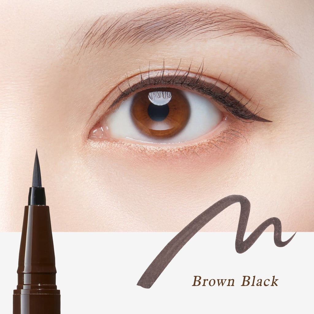 Eyeliner pen with an eye close-up and 'Brown Black' text